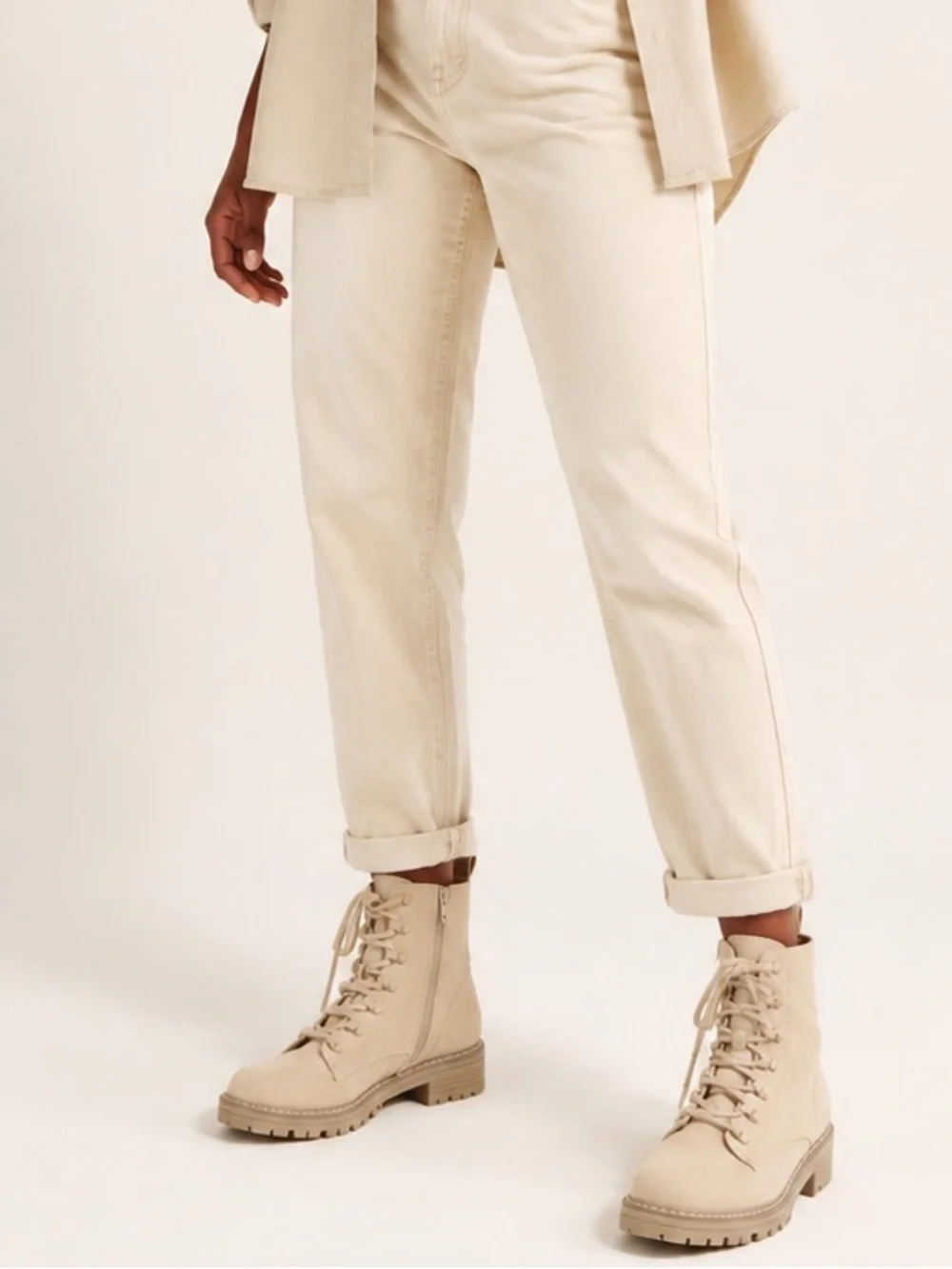Women's Parker Combat Boots - Universal Thread Cream Size 8.5